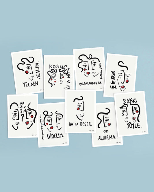 Konuşan Portreler Aldırma 9'lu Kartpostal Serisi