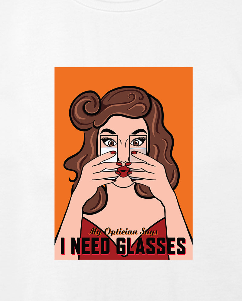 I Need Glasses Geniş Yaka Tişört