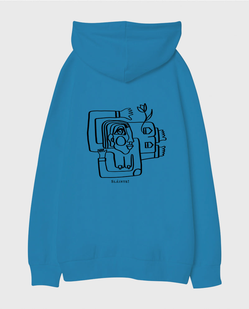 Güller ve Kadehler Viskili Oversize Unisex Kapüşonlu Sweatshirt