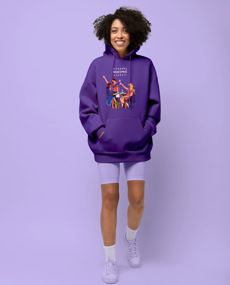 İstanbul Sözleşmesi Yaşatır Oversize Unisex Kapüşonlu Sweatshirt