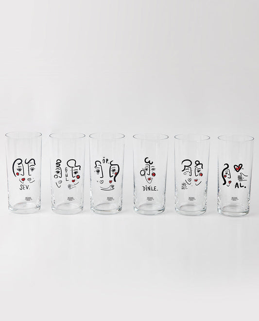 Konuşan Portreler Sev Kadeh 6'lı Set