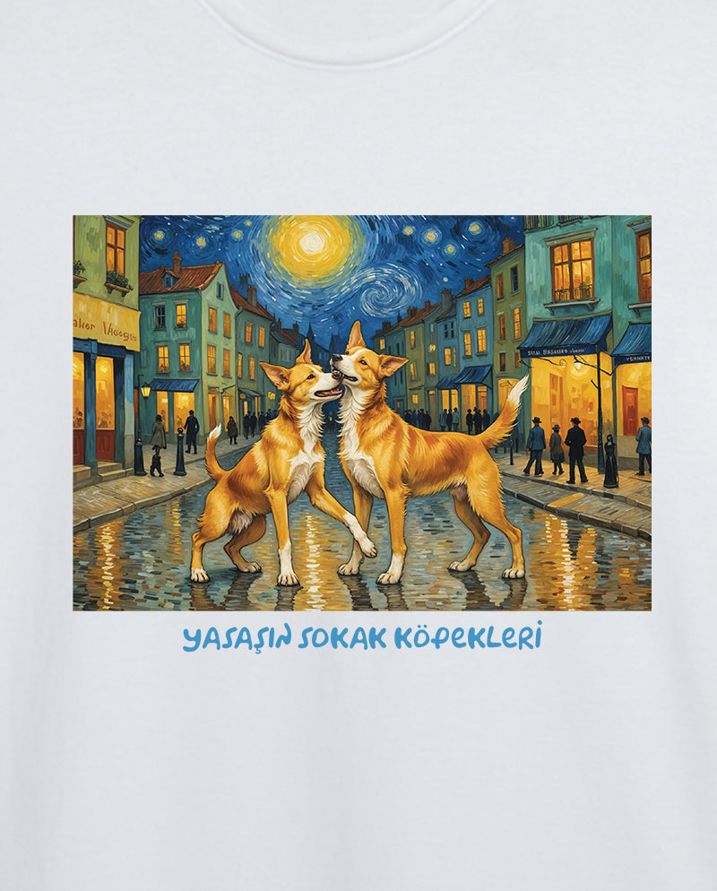 Muhabbetteyiz - Van Gogh Sokakta Erkek Tişört