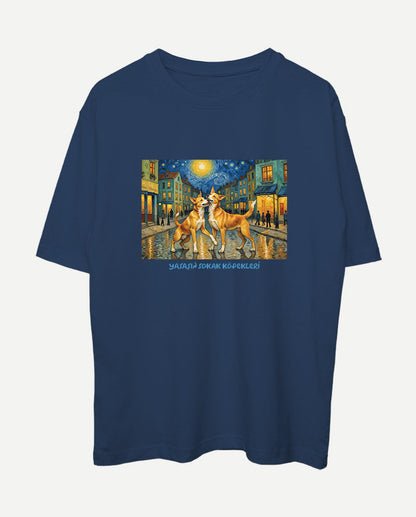 Muhabbetteyiz - Van Gogh Sokakta Oversize Tişört