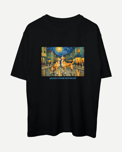 Muhabbetteyiz - Van Gogh Sokakta Oversize Tişört