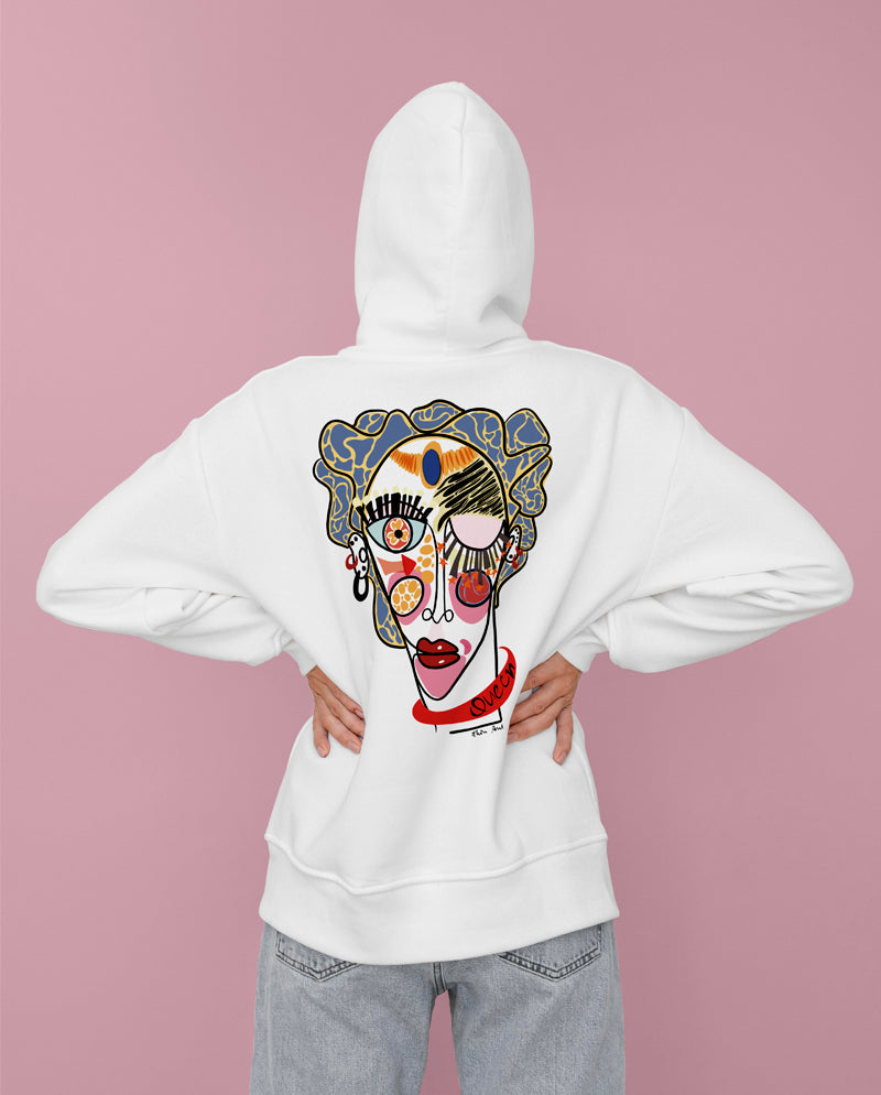 Queen Oversize Unisex Kapüşonlu Sweatshirt