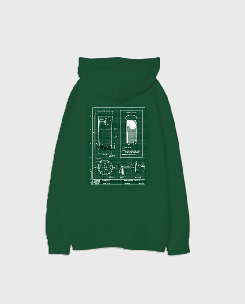 Teknik Kadeh Oversize Unisex Kapüşonlu Sweatshirt