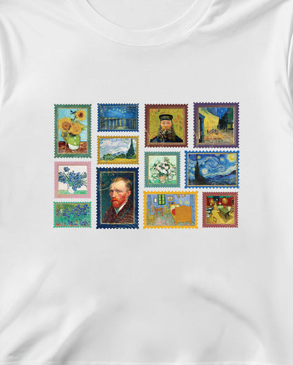 Van Gogh Kolaj Crop Tişört